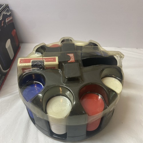Deluxe Set Bicycle Revolving 200 Poker Chip w/ Rack Tray Deck Of Playing Cards - Picture 3 of 6