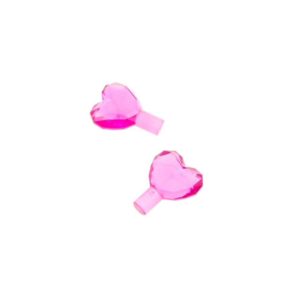 2X Lego Jewel Brick Heart Shape 1X1 Transparent Dark Pink Figure Accessory 15745