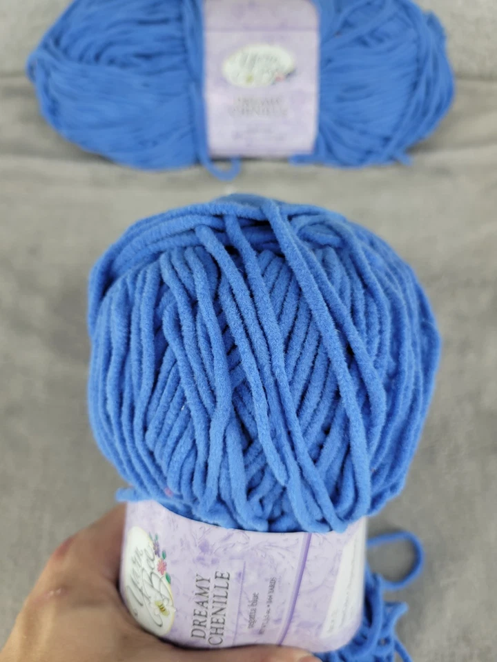 Lot of 2 Yarn Bee Dreamy Chenille Regatta Blue Yarn For Knitting 7oz - Image 2 of 4