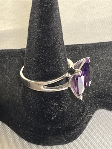 Mode-Ring synthetischer quadratischer Schliff lila Edelstein Größe 8 - Bild 3 von 8