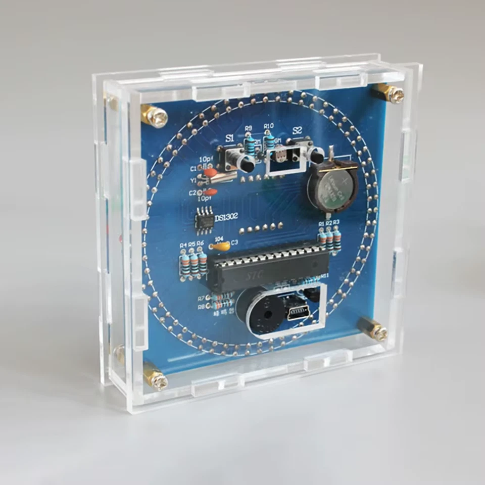 Rotating LED DIY Electronic Clock Kit DS1302 Digital Clock Light Controlled Temp - Image 3 of 4