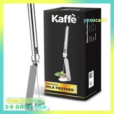Kaffe Handheld Milk Frother Whisk with Stand. Stainless Steel Battery Operate