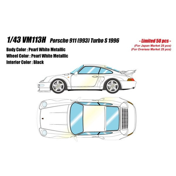Vm113H 1/43 Porsche 911 993 Turbo S 1996 Pearl White Resin