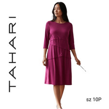 Tahari Lightweight Violet Purple Layered Tier Sheath Comfortable Versatile Dress