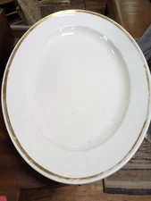 1840 Large Old Paris Serving Platter Banded Gilt Decoration