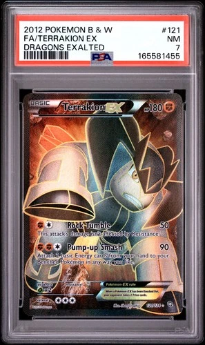 Pokemon Terrakion EX Dragons Exalted Full Art 121/124 PSA 7