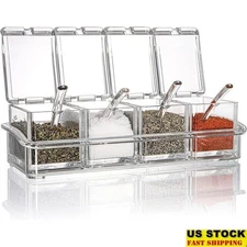 Clear Acrylic Spice Jar Set W/ Removable Tray Kitchen Storage & Organization New
