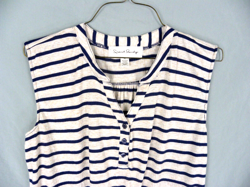 French Laundry Women's XL Blouse Pullover HiLo Hem Sleeveless Hem Tie