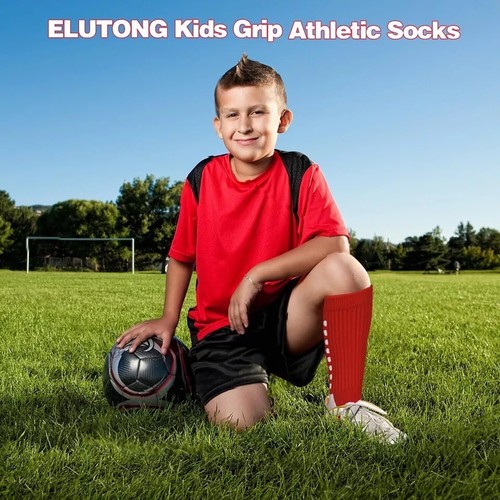 Kids Grip Athletic Socks 4 Pairs Soccer anti Slip Sports Socks for 8-12 Years - Picture 5 of 7