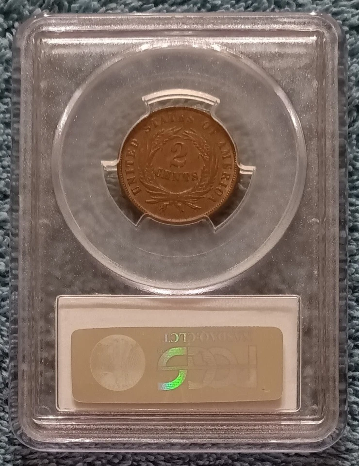 1864 Two Cents, PCGS MS-63 BN - with significant red lustre - Image 3 of 4