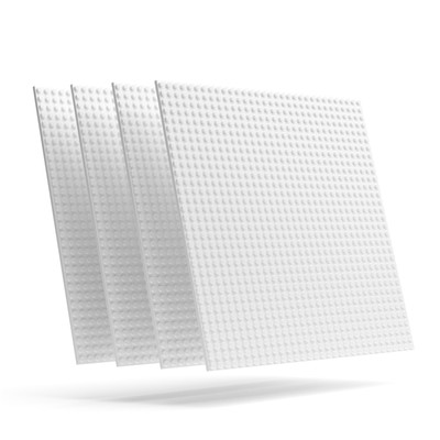 Minizfigs Classic 10'' x 10'' 2-Sided Toy Building Brick Plate - 4 PCS (White)