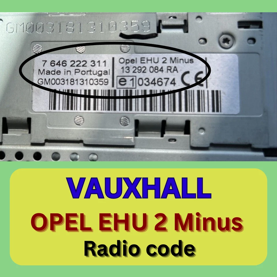 Unlock Code for VAUXHALL Opel Meriva BLAUPUNKT OPEL EHU 2 Minus Radio Pin Code