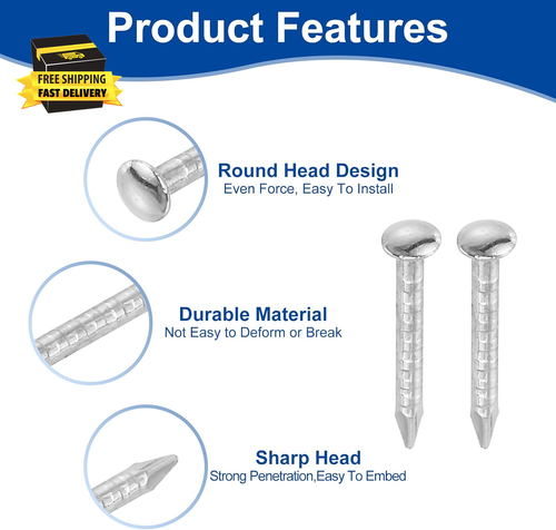 500Pcs Small Hardware Nails, 1 X 10Mm Carbon Steel round Head Nail Common Finish - Picture 4 of 6