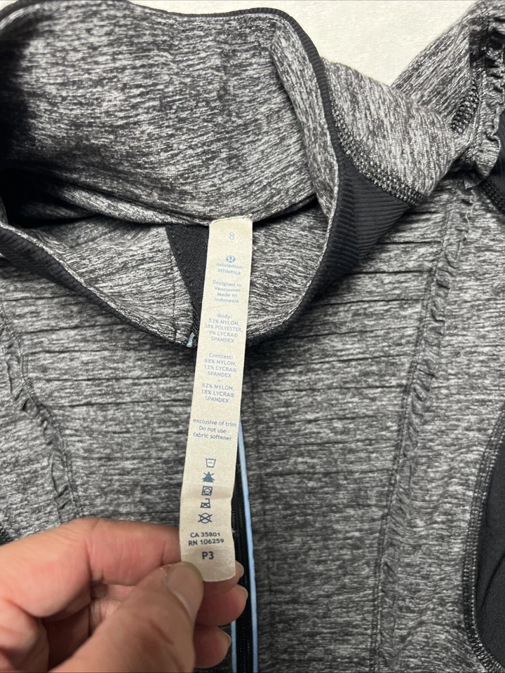 Pullover Lululemon 1/2 Cremallera Manga Larga Gris Con Cremallera Amarilla Mujer Talla 6 Foto 4 de 4