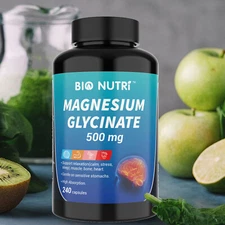 Magnesium Glycinate 500mg for Sleep, Stress, Muscle & Nerve Support Non-GMO