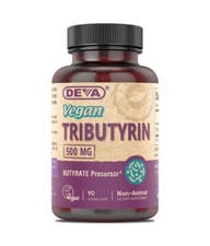 DEVA VEGAN TRIBUTYRIN, 500 MG, 90 VCAPS, USA, GUT HEALTH, Butyrate, Butyric Acid