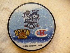 NHL '16 Winter Classic Bruins Canadiens Official Logo Hockey Puck Collect Pucks