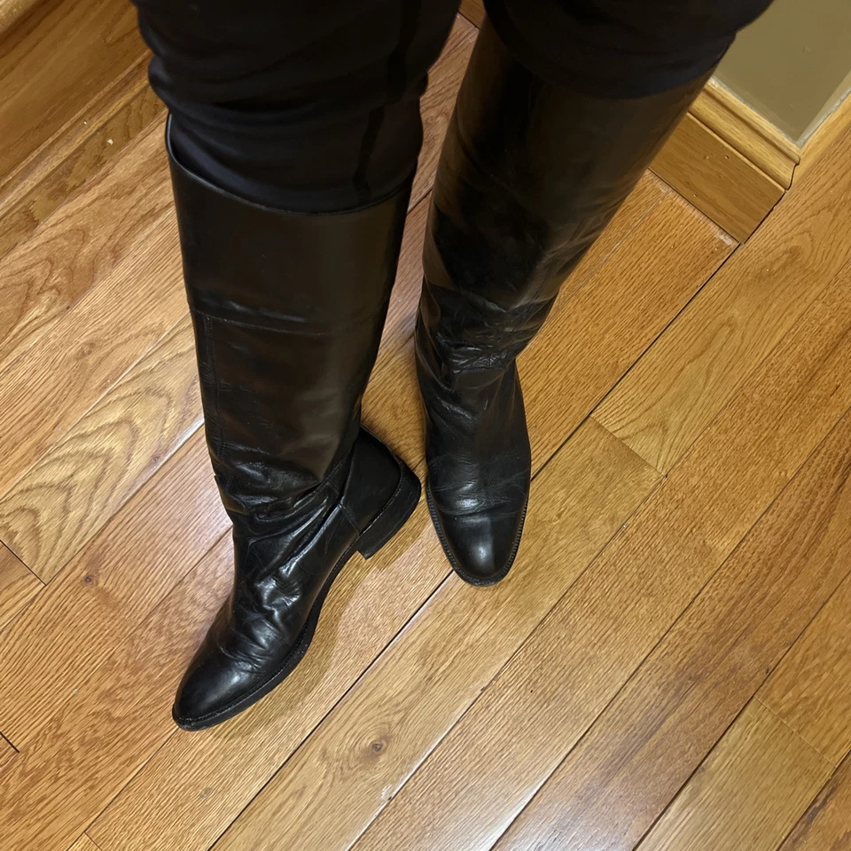 Botas hasta la rodilla de cuero genuino talla US 8 negras Foto 2 de 4