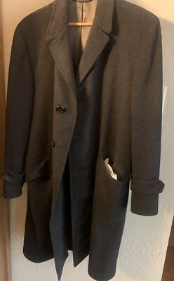 VTG Crombie of Scotland Cashmere & Wool Charcoal Gray Trench Coat Men's Size 40