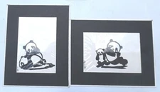  CHINESE FOLK ART Paper Cut PANDAS JIANZHI Art Signed NEW 2 Prints