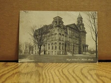 High School Flint, Michigan Vintage Lithograph Post Card Posted 1907