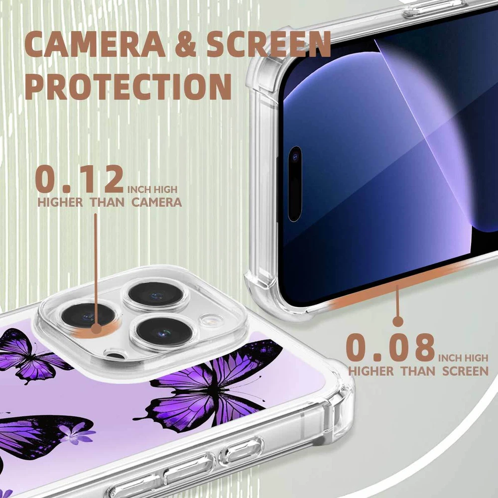 iPhone 14 Pro Max 15 16 Plus Samsung A56 A16 Butterfly TPU Case