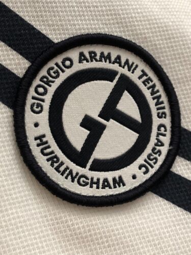 GIORGIO ARMANI TENIS CLÁSICO HURLINGHAM G.A. CAMISA POLO BLANCA ETIQUETA NEGRA GRANDE - Imagen 9 de 22