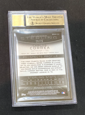 2013 BOWMAN STERLING CARLOS CORREA AUTO 29/75 BGS 9.5 9 ORANGE