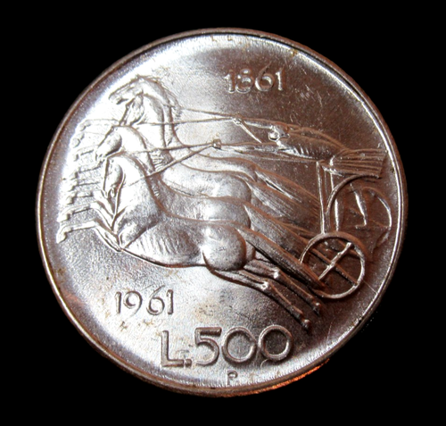 Italy 1961 Silver Coin 500 Lire Horse Animal Beautiful Toning Choice BU - Picture 2 of 2