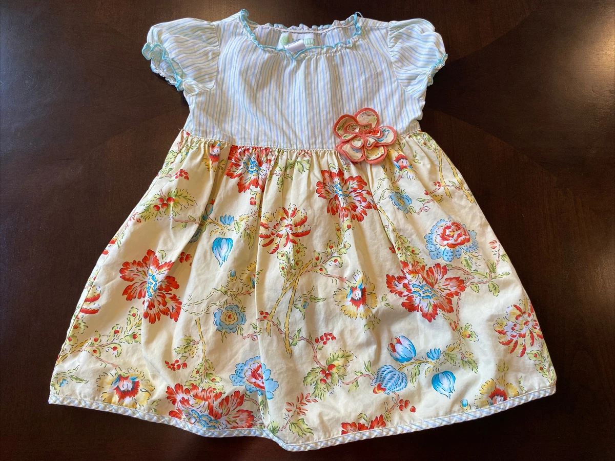 Girls BABY LULU Blue Yellow Floral Dress Size 4T
