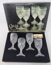 Sherry Glasses Cordial Crystal Yugoslavia in Boxed Set of 4 Vintage Glasses