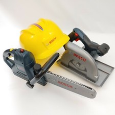 Lot 3 Bosch Pretend Play tools: Chainsaw  Circular Saw  Hardhat Lights Sounds