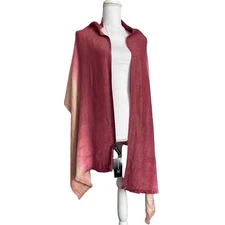 INC Oversized Scarf Wrap Wine Rose Pink Ombré Gold Metallic #T476