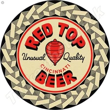 Red Top Cincinnati Beer 11.75" Round Metal Sign