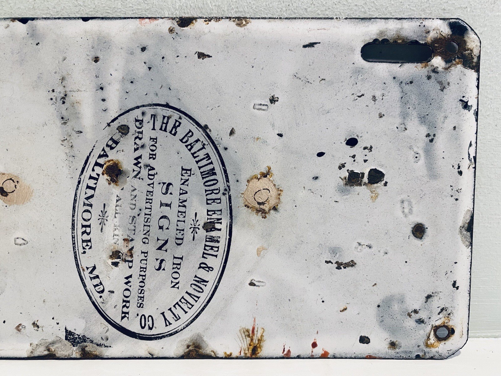 1909 West Virginia Porcelain License Plate 347 Garage Decor TU