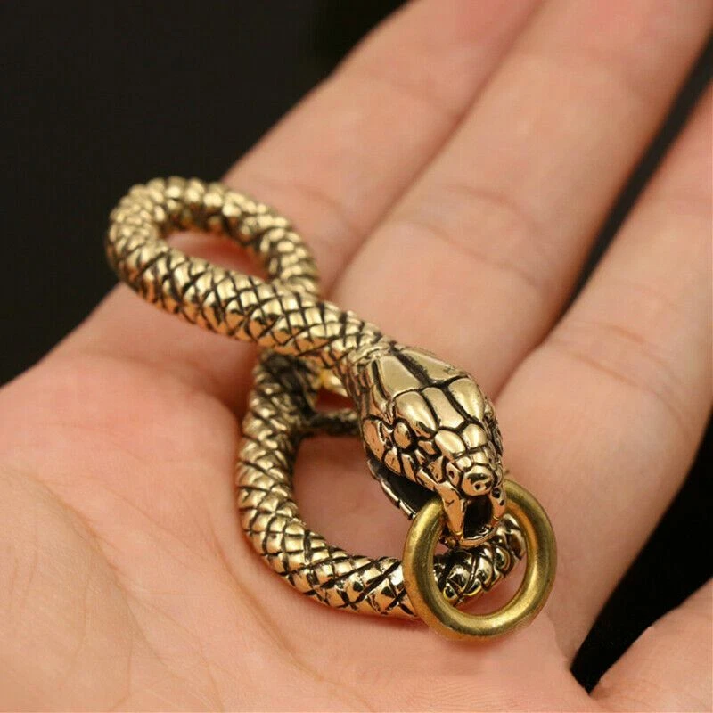 1pc Retro Snake Keychain Hook Key Ring Fob Clips Leather Crafts Accessories