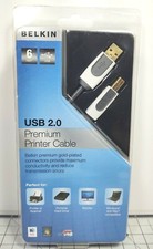 Belkin USB 2.0 Premium 6 Ft Printer Cable Gold Plated Connectors  Belkin strap.
