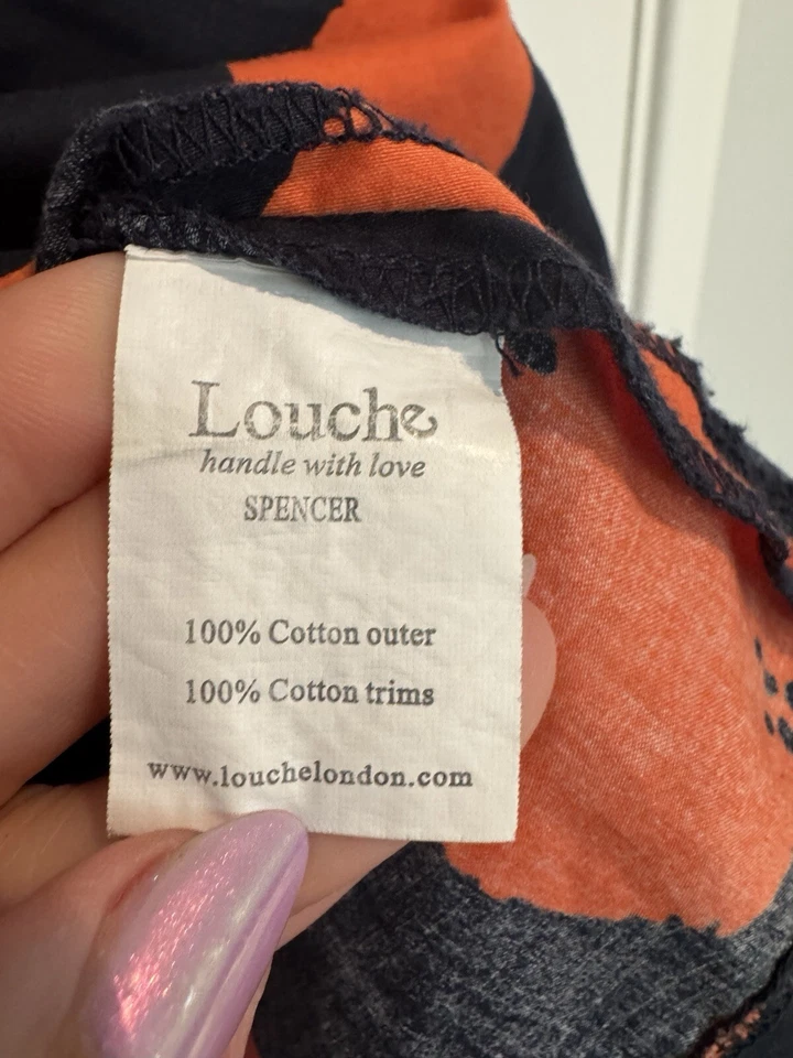 Louche Navy & Orange Fit & Flare Dress W Pockets | Size 10 | Excellent - image 3 of 4