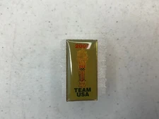 2002 Enameled Team USA Olympic Torch Hat or Lapel Pin 