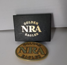 NRA National Rifle Association Golden Eagles Gold-Tone Belt Buckle