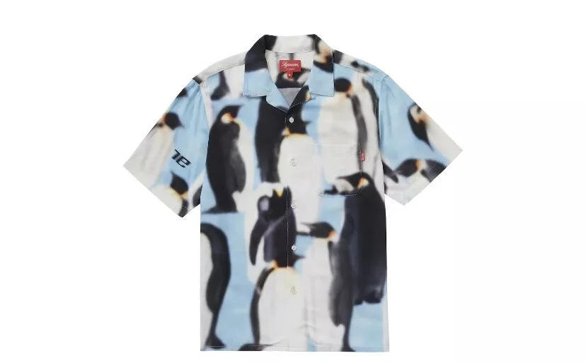 Supreme Penguins Rayon S/S Shirt - Blue - Medium - Used