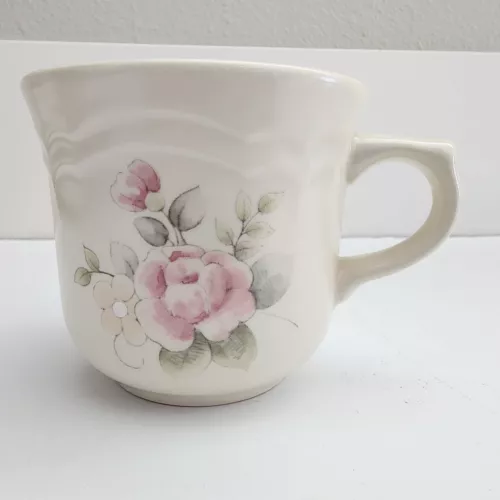 Pfaltzgraff Tea Rose Pattern Stoneware 8 Oz Coffee Tea Cup Mug Grannycore 