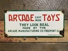 VINTAGE PINBALL PORCELAIN SIGN ARCADE TOYS MAN CAVE VIDEO GAME CASINO GAS & OIL