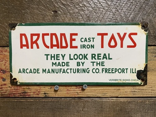 VINTAGE PINBALL PORCELAIN SIGN ARCADE TOYS MAN CAVE VIDEO GAME CASINO GAS & OIL