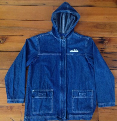 Desert Blues Sisters Oregon Dark Denim Hooded Jean Chore Jacket Parka M-L 42''