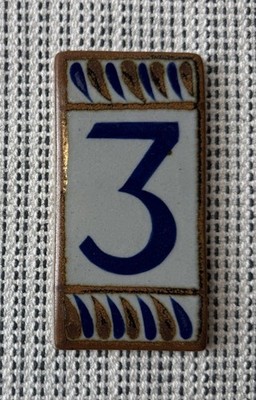 VTG Mid Century French Ceramic Tile 2.5x5  Address House Number Hand Painted