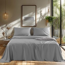 Cooling Bed Sheet 100 Viscose Derived from Bamboo Sheet Set Queen Size 4 Pie...