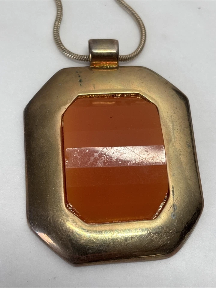 Statement 项链 Carnelian 彩色八边形吊坠 重黄铜 复古 MCM 28 — 第 4/4 张图片