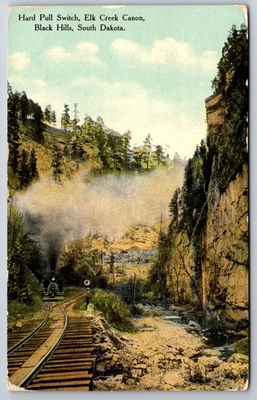 #ad Black Hills South Dakota Elk Creek Canyon Hard Pull Switch Railroad Train 1913 $10.00