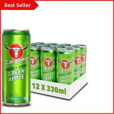 12-Pack Green Apple Energy Drink - Low Calorie  Cans with B Vitamins